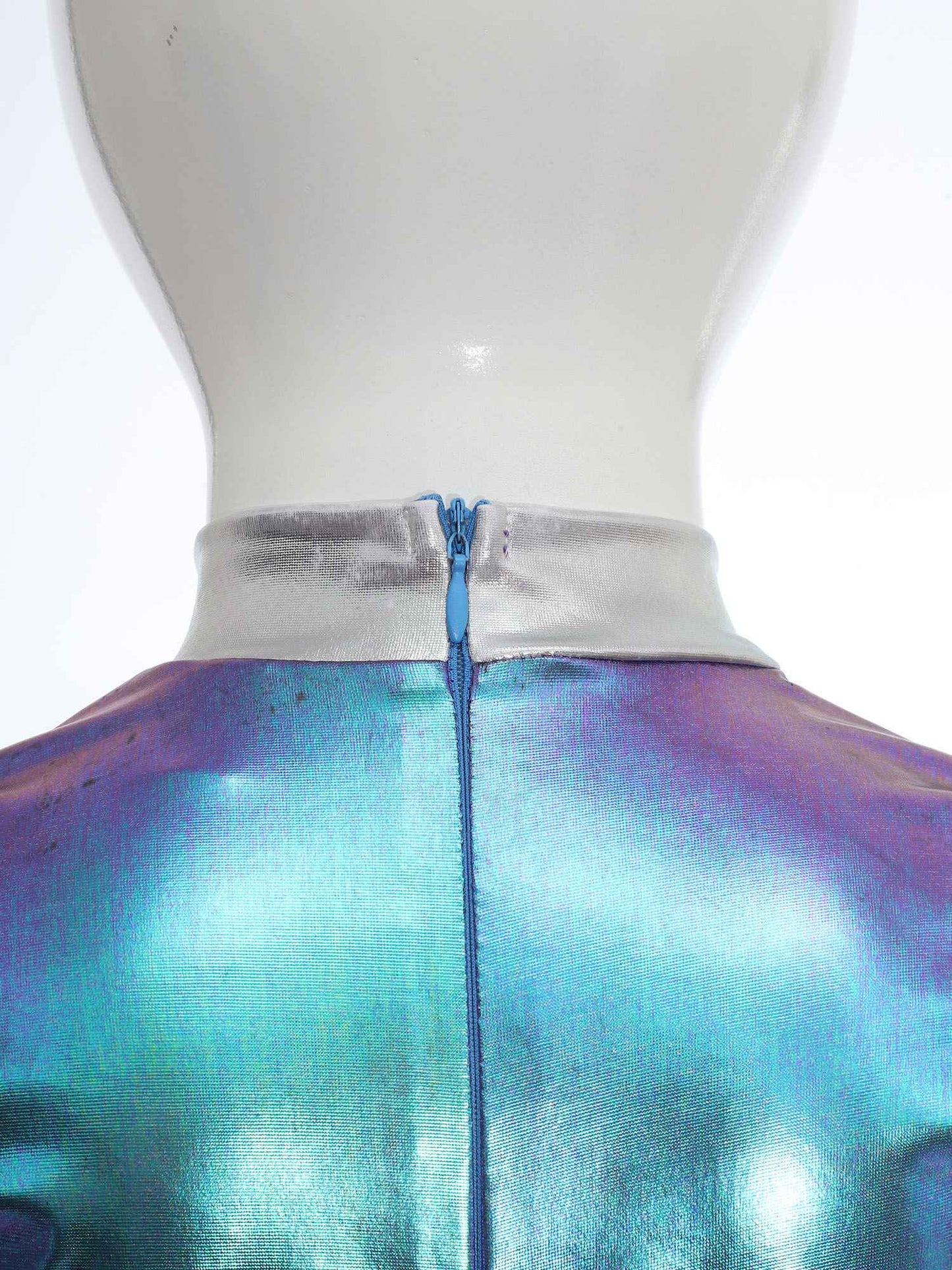 Kids Alien Cosplay Costume Outfits Boys Girls Metallic Shiny Alien Jumpsuit Halloween Full Length Bodysuit with Hair Hoop Suit