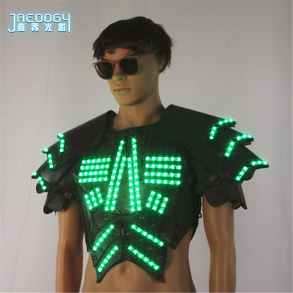 Men's Luminous Clothing Night Show Props Halloween LED Luminous Armor Stage COSPLAY Fluorescent Party Vest