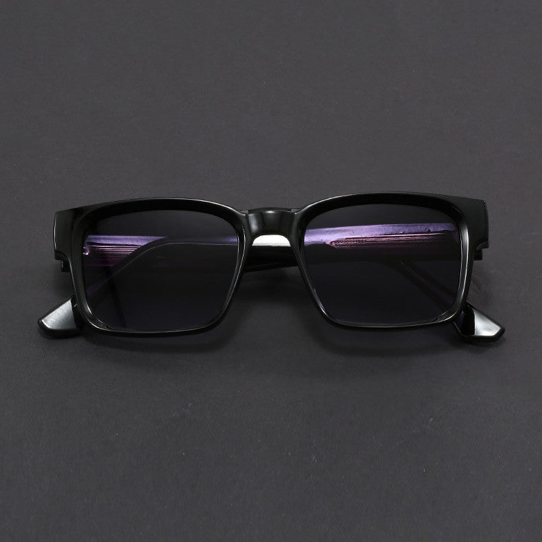 Fashionable Retro Square Black and Leopard Print Full Frame Anti-Uv Sunglasses for Men Japanese Simple Literary Style Shades