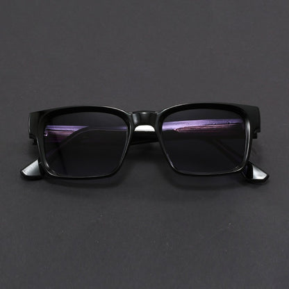 Fashionable Retro Square Black and Leopard Print Full Frame Anti-Uv Sunglasses for Men Japanese Simple Literary Style Shades