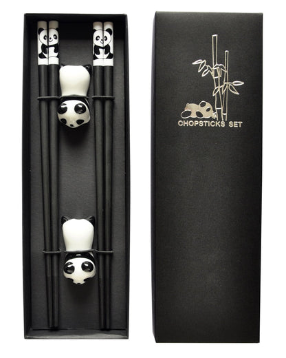 Chinese Panda Chopsticks Japanese Korean Sushi Solid Wood Chopsticks Wedding Gift Chop Sticks Hashi Two Pairs Chopsticks Set