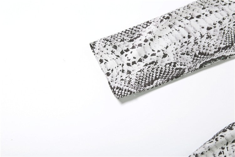 Weird Puss Sexy Snakeskin Maxi Dress Women Chest Hollow Metal Ring Turtleneck Peach Hip Hipster Street Stretch Skinny Bodycon