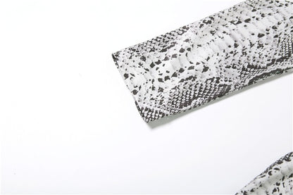 Weird Puss Sexy Snakeskin Maxi Dress Women Chest Hollow Metal Ring Turtleneck Peach Hip Hipster Street Stretch Skinny Bodycon