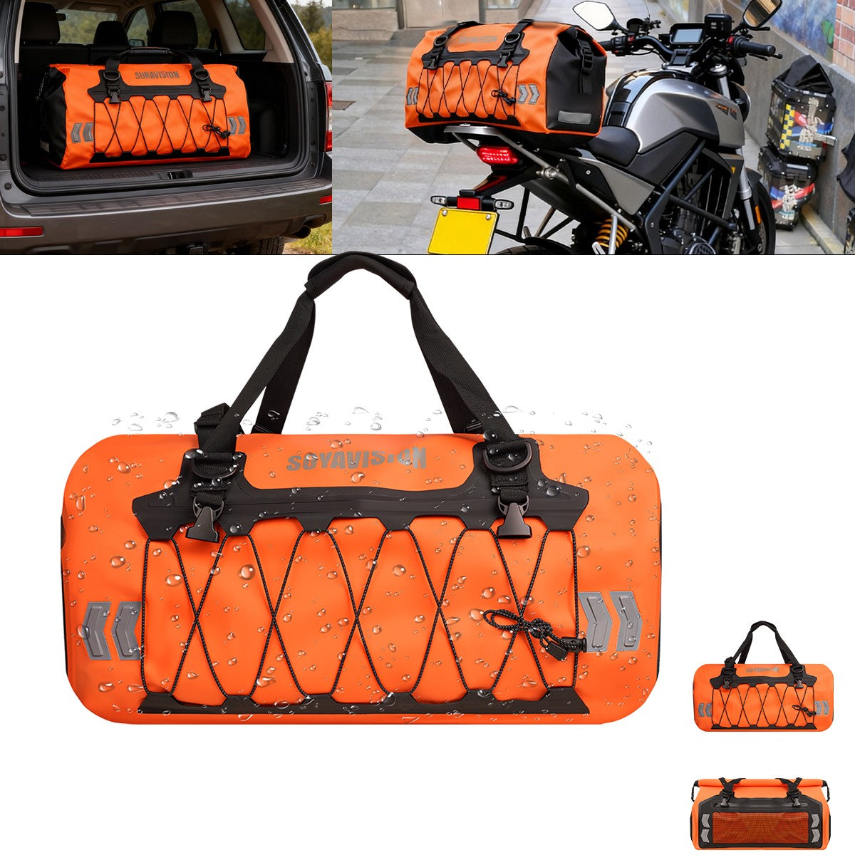 Motorcycle Dry Bag Waterproof Reflective Tail Duffle Bag Skiing Travel Hiking Camping Boating Riding Fishing Outdoor Luggage