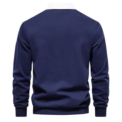 Men's Autumn Long-Sleeved POLO Collar European Size Sweater - Trendy, High-Quality, Casual, Versatile and Loose-Fit Top
