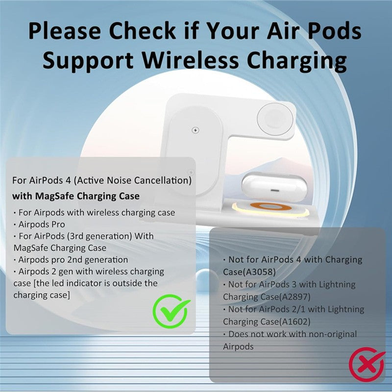 Carregador Sem Fio Dobrável 3 Em 1 De 300W Suporte Pad Estação De Carregamento Rápido De Mesa Para iPhone 16 15 14 13 Samsung Apple Watch Airpods