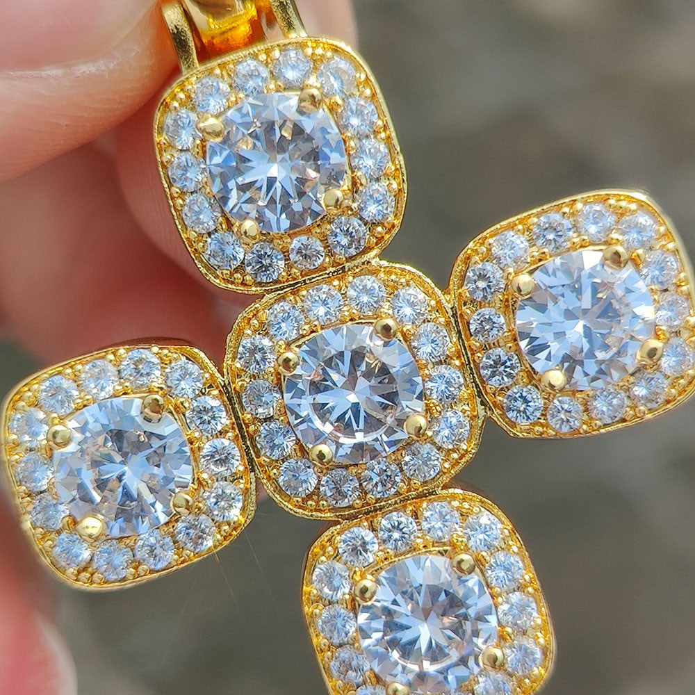 2026 Hip Hop Cross Pendant Necklace for Men 4mm Zircon Tennis Chain Ice Sparkling Necklace for Women Punk Jewelry Fashion Gift