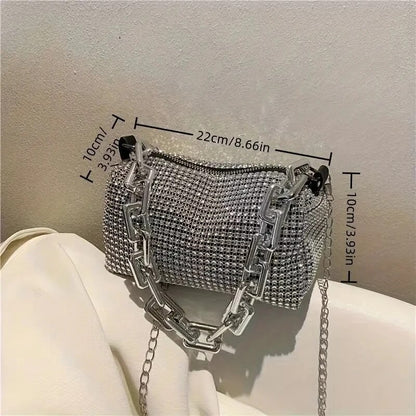 Luxury Rhinestone Bucket Bag Glitter Chain Prom Purse Women's Dinner Package Fashion Female Shoulder Bag