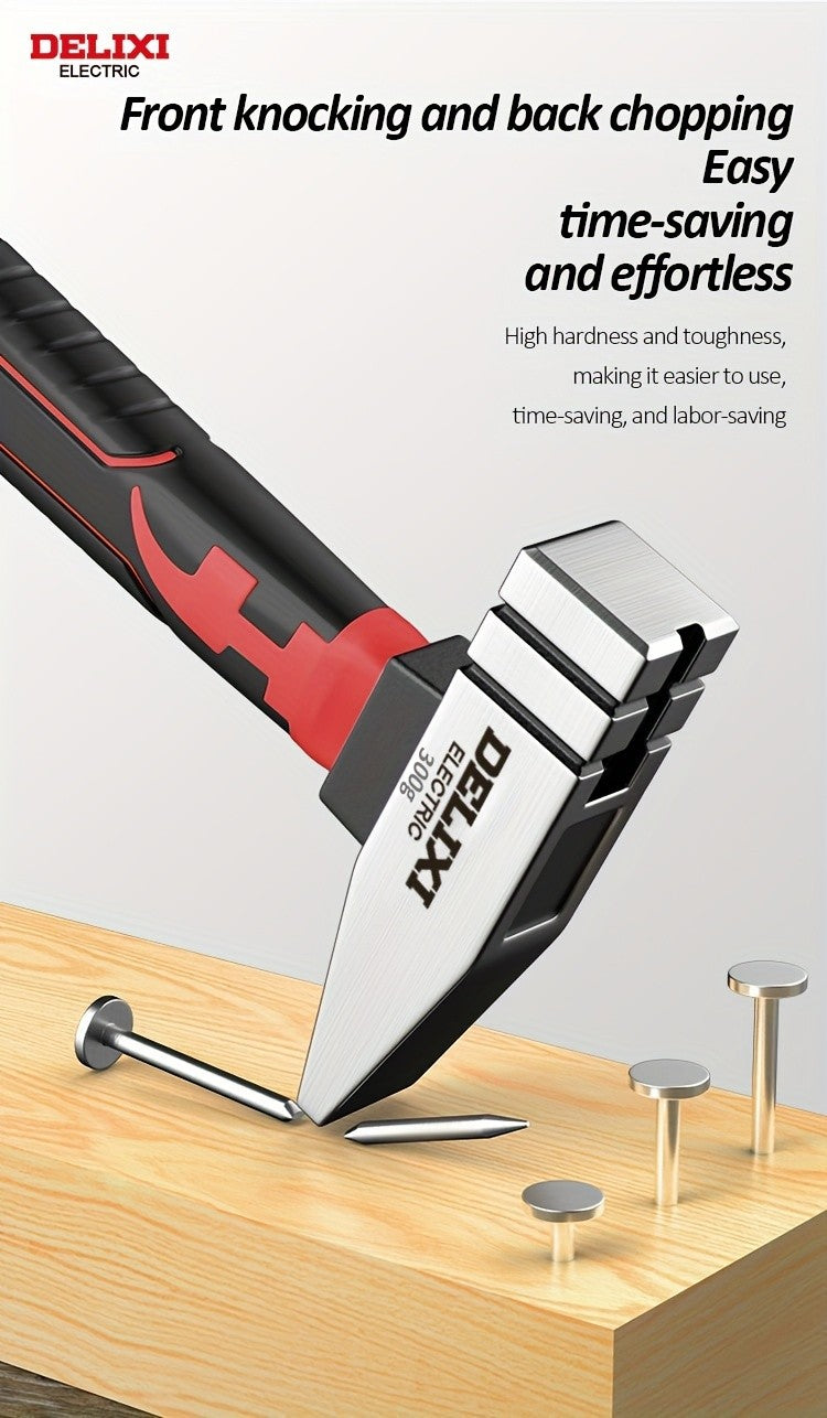 DELIXI ELECTRIC 7-Inch Sheep Horn Hammer Octagonal Hammer Chrome Vanadium Steel High Hardness Nail Hammer Portable Hand Hammer