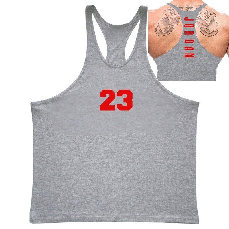 Men’s Tank Tops Summer Breathable Y-shaped Vest Outdoor Brand Pure Cotton Sleeveless Swearshirt Fitness Tops Basketball Jersey