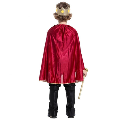 Boy King Prince Role Playing Costume Royal Set Prince Crown Cloak Halloween Birthday Makeup Party Gorgeous Dress Up No scepter
