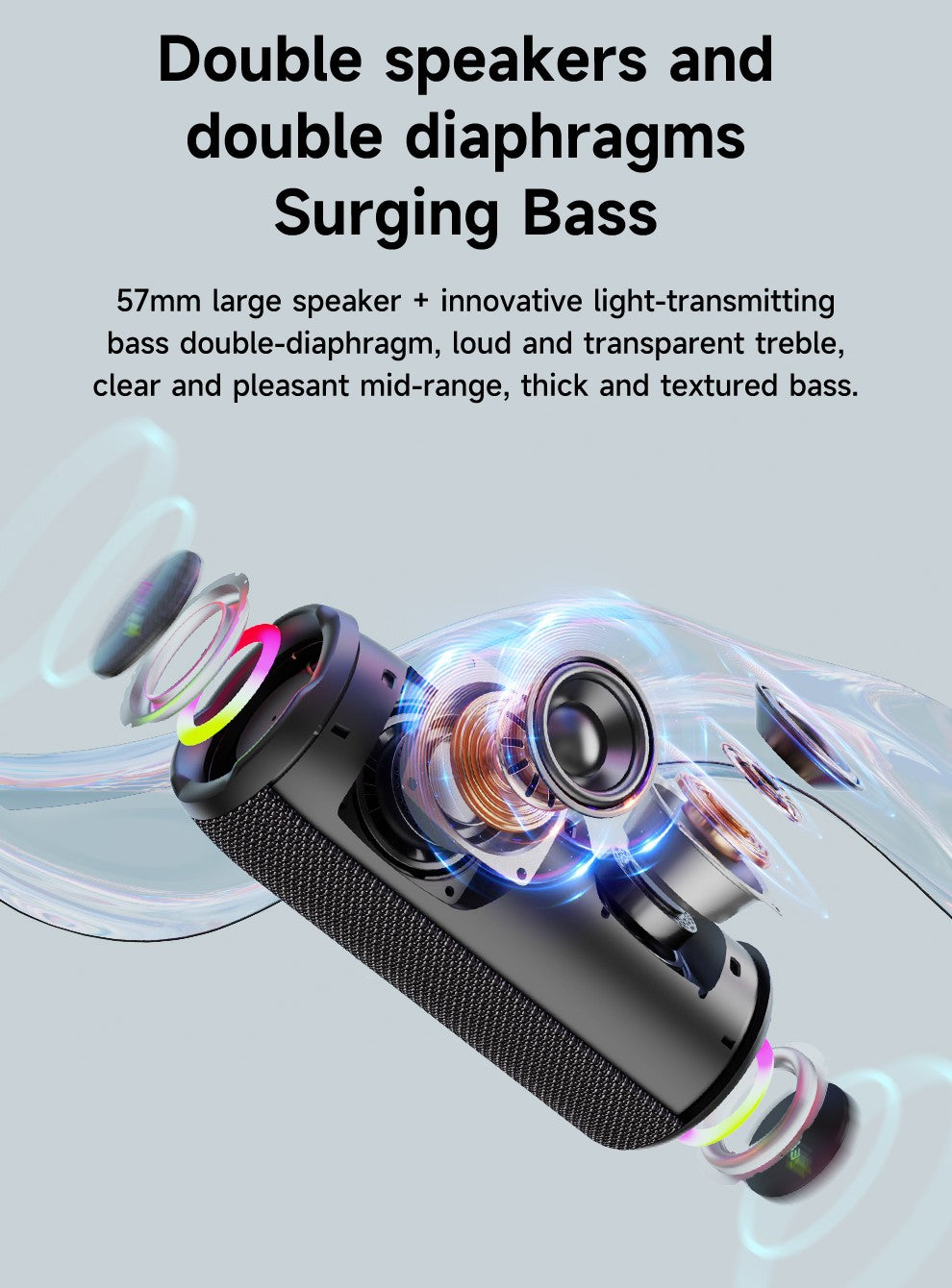 ZEALOT-S49PRO Portable Bluetooth Speaker 20W IPX6 Waterproof Powerful Sound Box Bass Boost Dual Pairing True Wireless Speaker