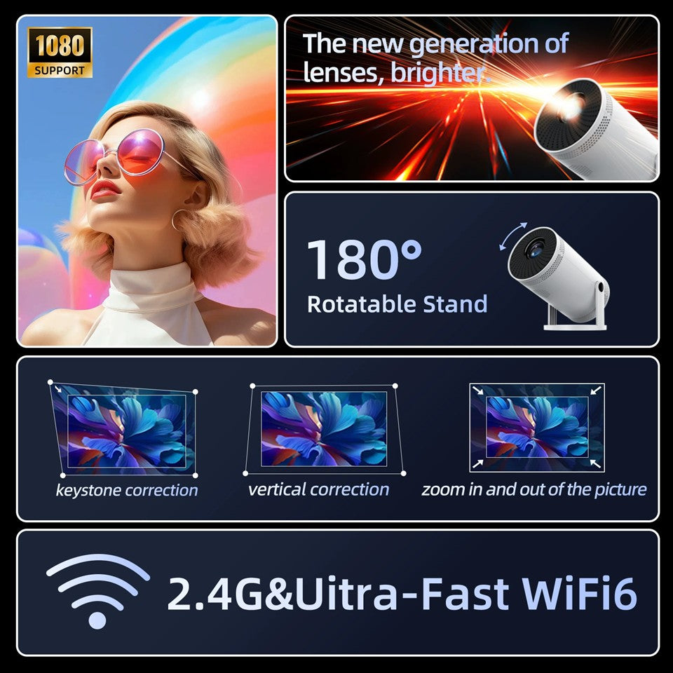 Projetor portátil externo de home theater Transpeed Android 11 260ANSI Projetor Allwinner 713 1280 * 720P4K180 BT 5.0