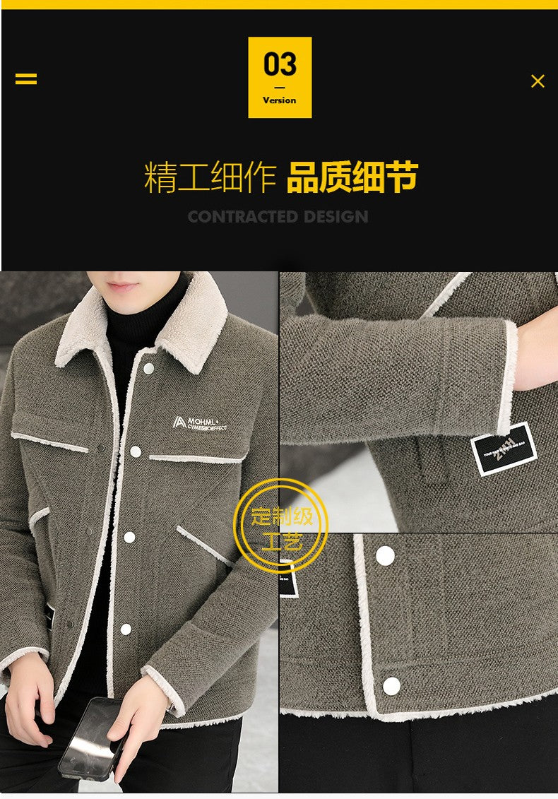 2023 Winter Men's Woolen Jacket Plus Velvet Padded Warm Trench Coat Fashion Casual Business Streetwear Overcoat Men Clothing