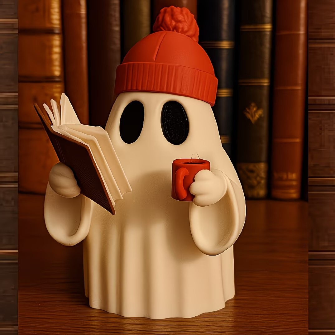 Cute Ghost Reader Figurine Collectible Figurines Ornaments Fashionable And Fun for Christmas Decor Or Living Room/Desk Display