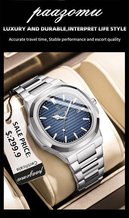 POEDAGAR Luxury Men Quartz Watch Waterproof Date Week Luminous Wristwatch Stainless Steel Men's Watches Male Clock Sports Reloj