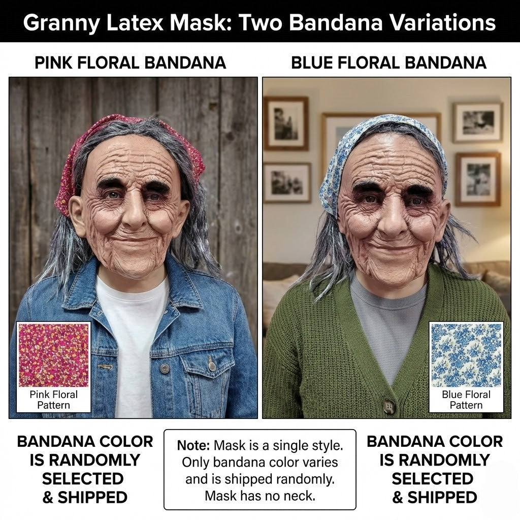 Unique Old Grandma Mask Halloween Carnival Costume Party Realistic Peasant Woman Performance Mask