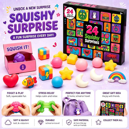 Christmas Easter Advent Calendar 24 Pcs Unique Cute  Squishy Fidget Toy Slow Rebound Anxiety Relief Mystery Surprise Gift Box