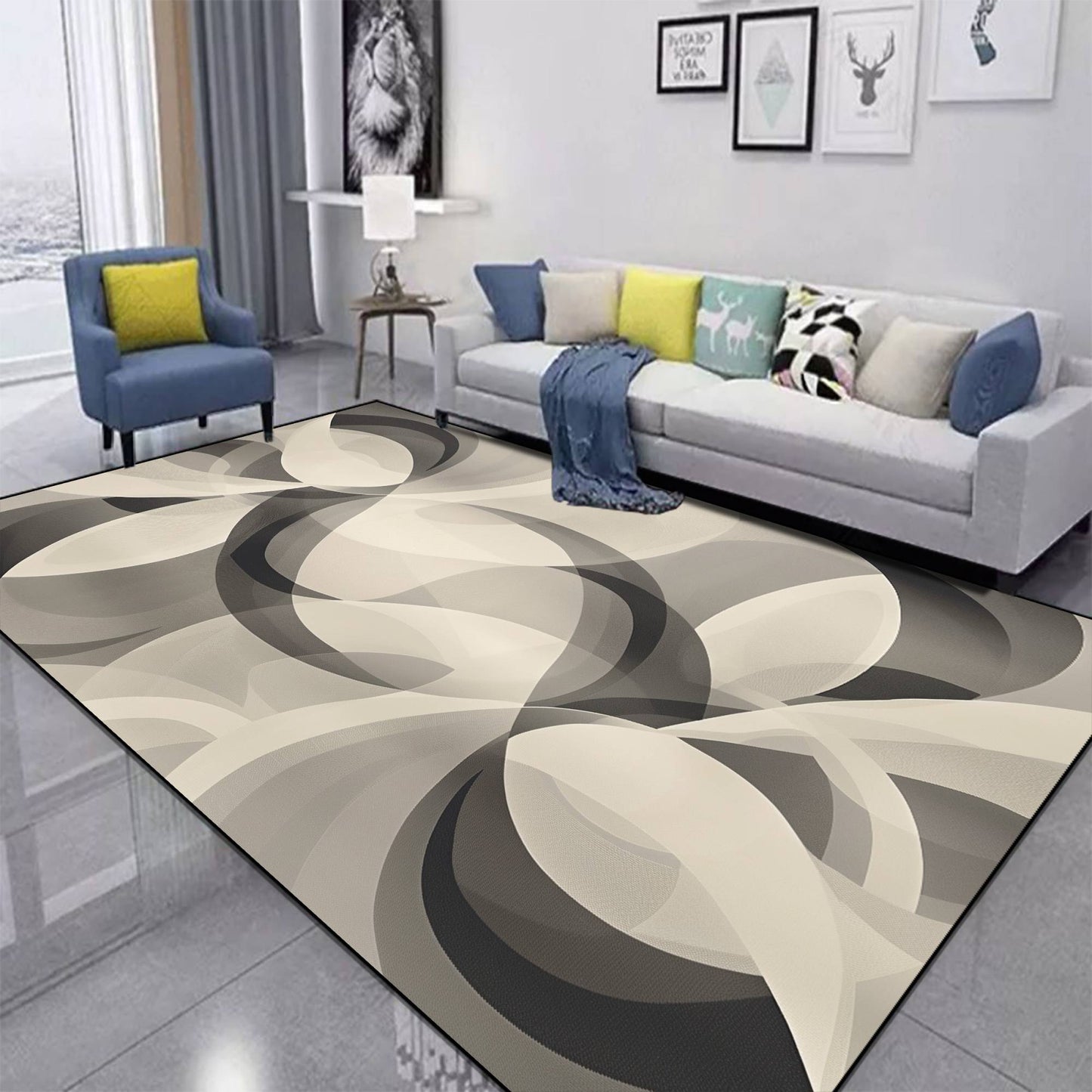 Red Black Swirl Rug Abstract Carpet for Living Room Large Bedroom Decoration Rug Light Luxury Sofa Coffee Table Mat Non-slip