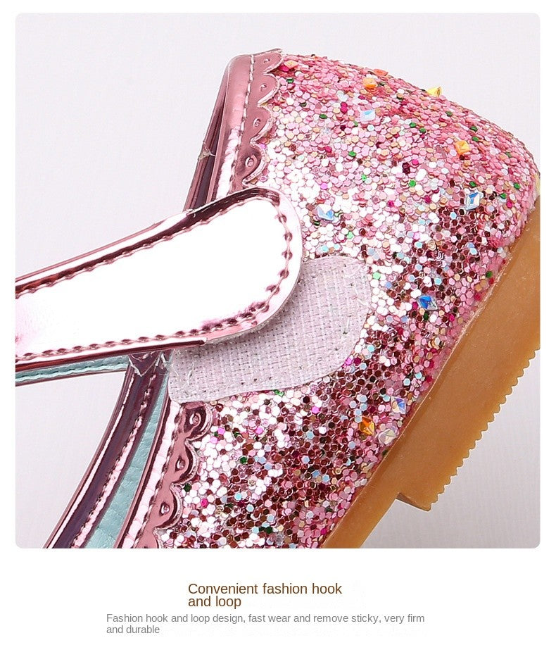 Disney Frozen Princess Elsa Cartoon Soft Sole Sandals Baby Girl Princess Shoes Crystal Shoes Children Flat Girl Leather Shoes