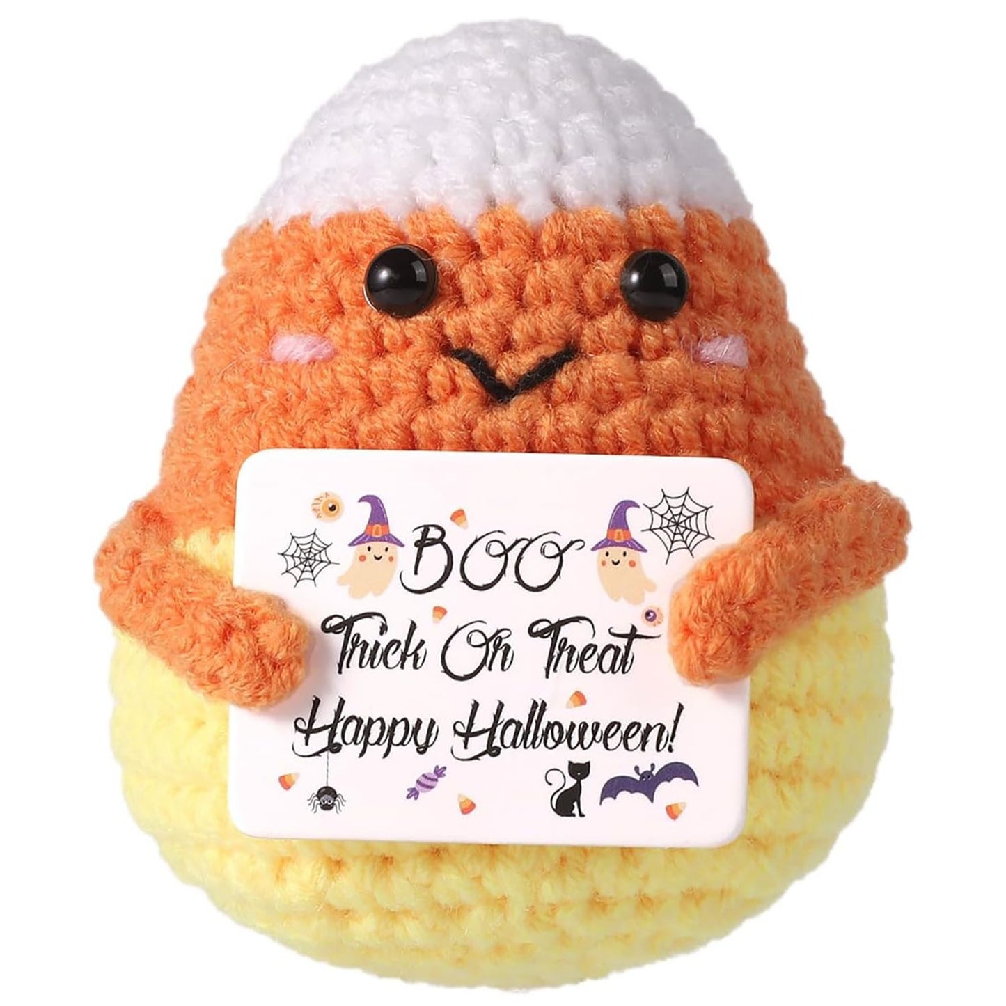 Handmade Positive Bat Doll With Card Home Decoration Knitting Bat Halloween Egg Doll Ornament Room Decor Halloween Party Gift