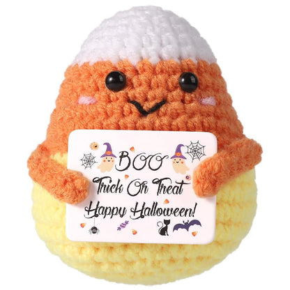 Handmade Positive Bat Doll With Card Home Decoration Knitting Bat Halloween Egg Doll Ornament Room Decor Halloween Party Gift