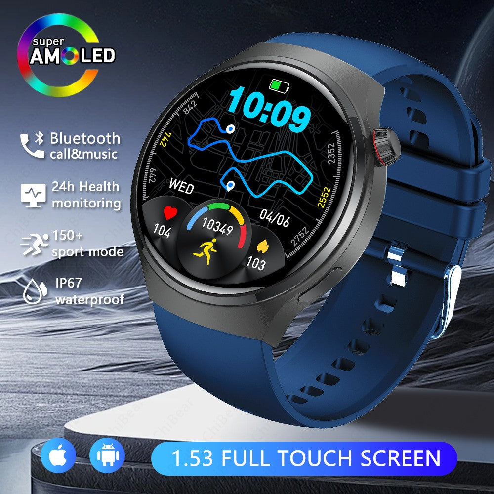 Smartwatch Esportivo Watch 4 Pro Masculino Tela AMOLED HD 360*360 Frequência Cardíaca Chamada Bluetooth IP68 À Prova D'água Música Novo SmartWatch 2025