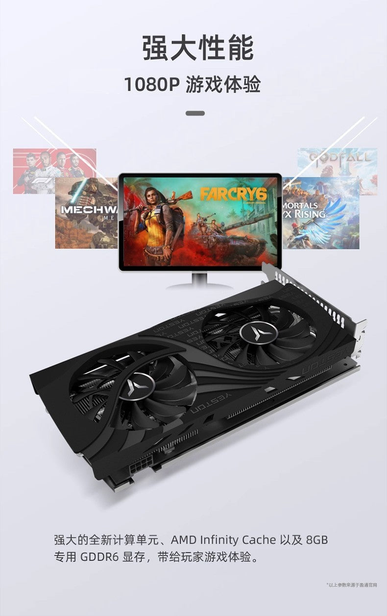 AMD RX7650gre 8G Yeston White Gaming Master Placa de Vídeo para Jogos de Computador Desktop Independente PUBG Presente Masculino Custo-benefício