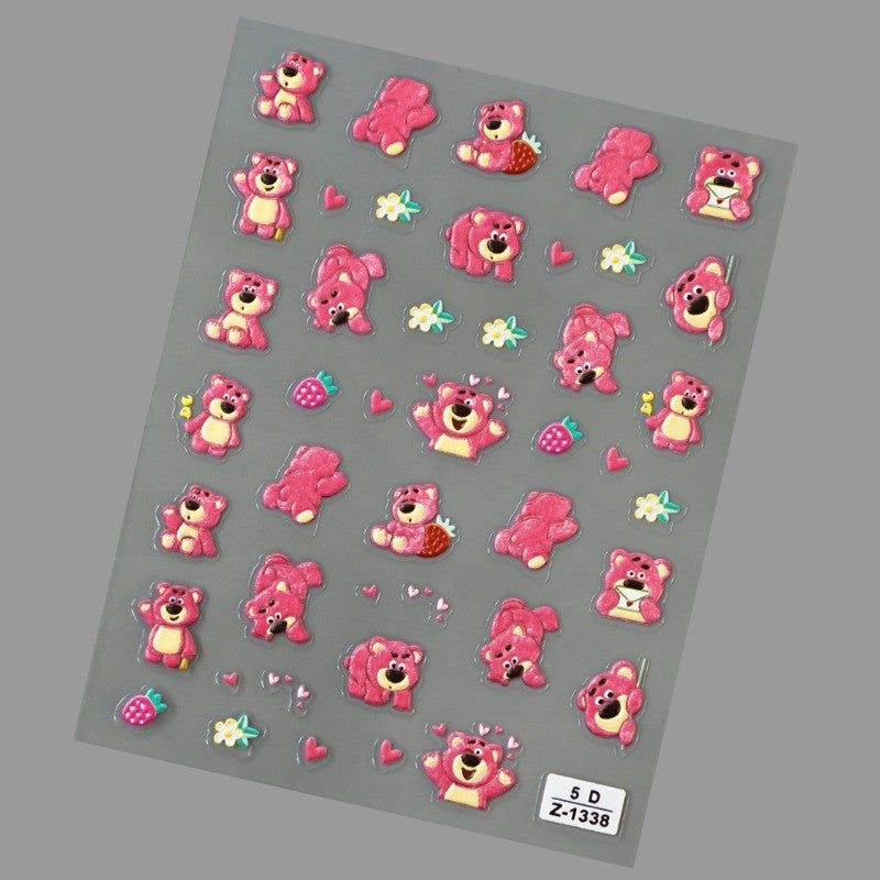 Adesivo de Arte para Unhas Disney Toy Story em Relevo 5D Desenho de Alienígena Lotso Decoração de Unhas Decalques Autoadesivos para Unhas DIY Decalque de Manicure