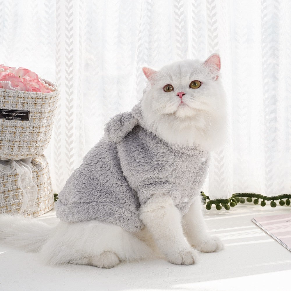 Pet Dog Soft Fleece Clothes Cute Hoodie Coat for Small Medium Dogs Cats Autumn Winter Puppy Hooded Jacket Sweater Pug Apparel