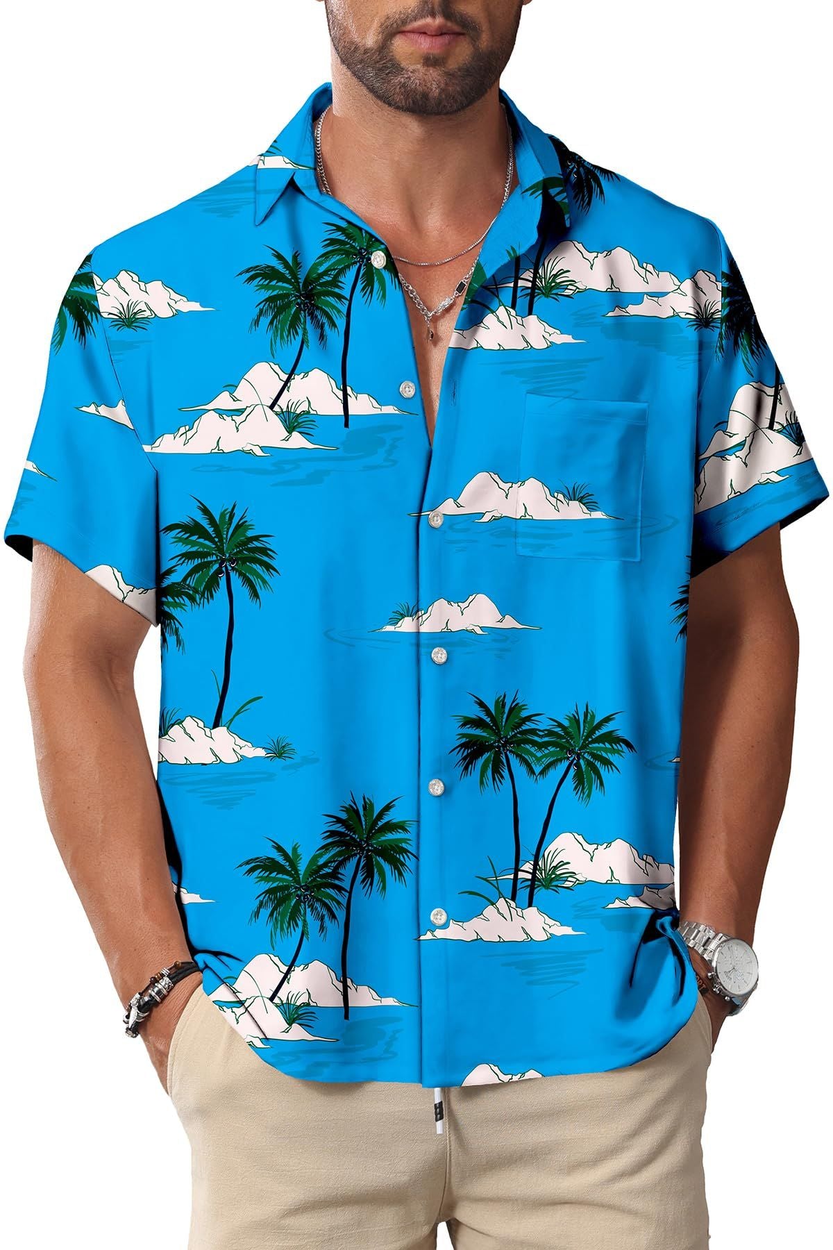 KYKU Hawaiian Mens Shirts Casual: Beach Vacation Tropical Mens Button Down Short Sleeve Shirt with Pocket