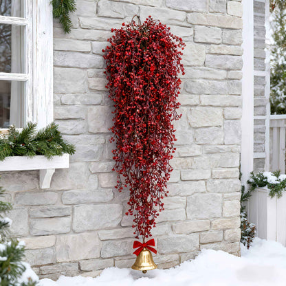 3pcs Artificial Hanging Plants Garland Plastic Red Ferns Fake Ivy Plant for Christmas Home Wedding Table Party Garden Decoration