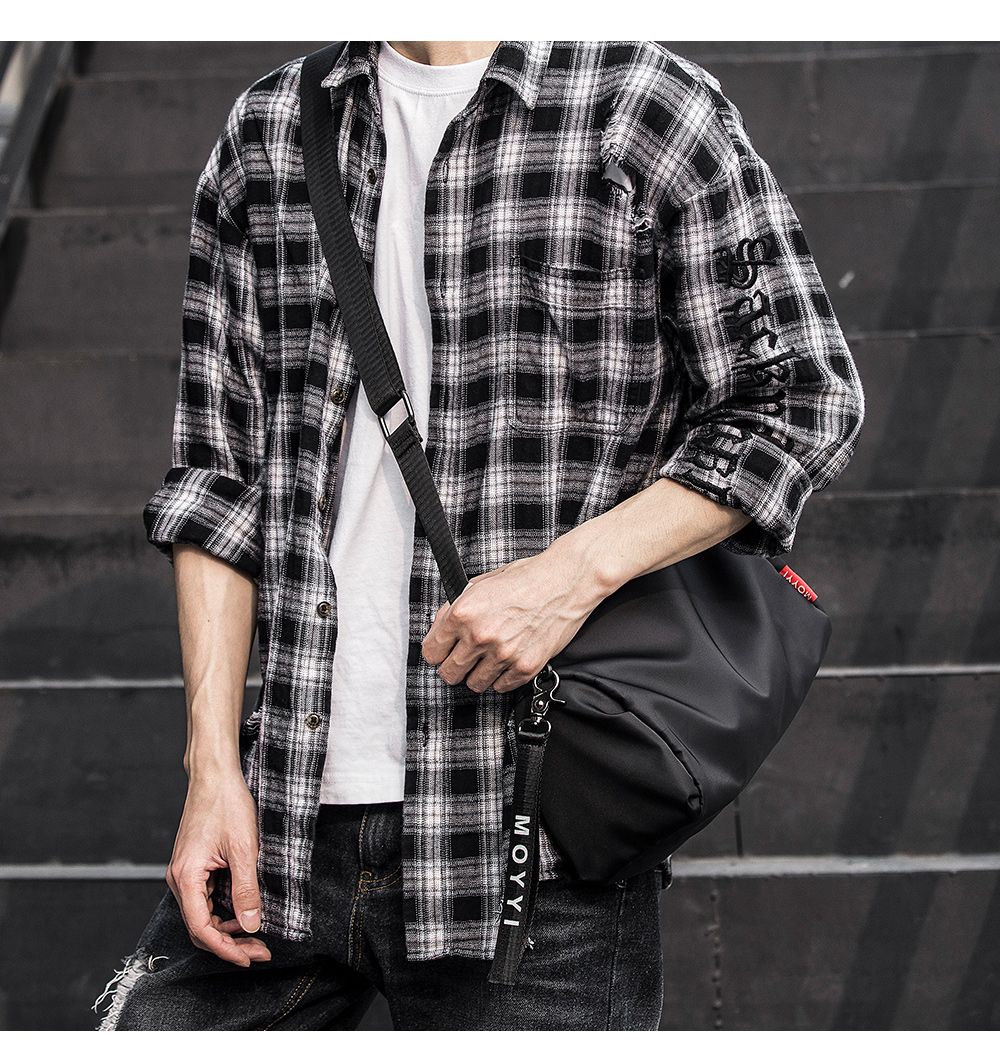 Men's Trendy Messenger Shoulder Bag Student Sports Waterproof Crossbody Sling Bags Leisure Design for Outdoor Solid Lightweight