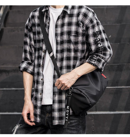 Men's Trendy Messenger Shoulder Bag Student Sports Waterproof Crossbody Sling Bags Leisure Design for Outdoor Solid Lightweight