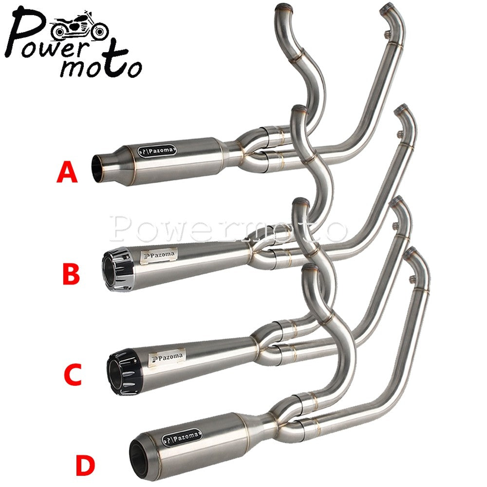 Big Bore Stepped 1 3/4" to 2" head pipe 2-into-1 Exhaust Pipe For Harley Dyna Fat Bob CVO Low Rider Street Bob Super Glide 06-17