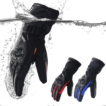Luvas de motocicleta de inverno impermeáveis quentes masculinas dedo completo luvas de moto tela sensível ao toque para pilotagem de motocicleta