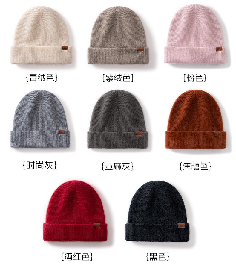 New Autumn Winter 100% Cashmere Hat Knitted Mountaineering Wool Hat Outdoor Skiing Double Layer Men and Women Thickened Warm