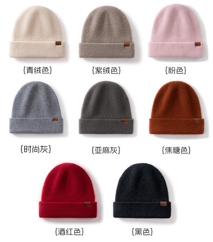 New Autumn Winter 100% Cashmere Hat Knitted Mountaineering Wool Hat Outdoor Skiing Double Layer Men and Women Thickened Warm