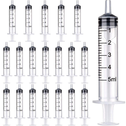 20 Unidades Seringa de Plástico Sem Agulha 5/10/20ml para Cola, Alimentação de Pets, Cosméticos Líquidos, Ferramentas de Medição e Recarga, Embaladas Individualmente