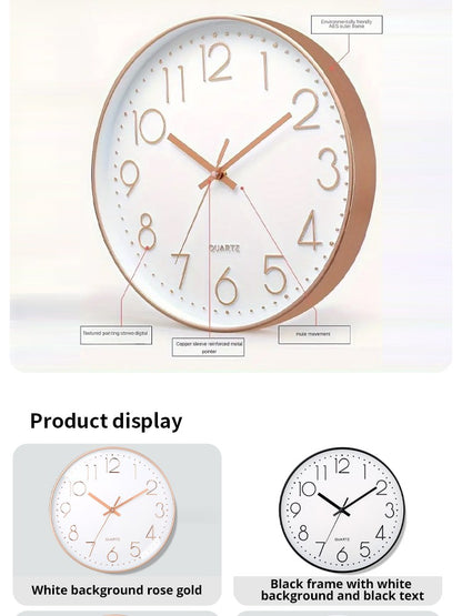 8 Inch Silent Quartz Wall Clock, round Three-dimensional Digital Modern Wall Clock, Not Ticking Wall Clock, Bedroom Living Room