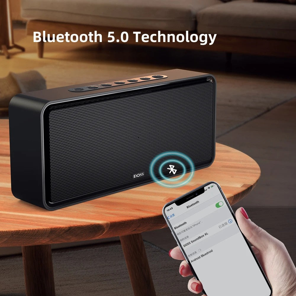 Caixas de Som Bluetooth DOSS SoundBox XL 32W, Alto-falante Estéreo Doméstico Bluetooth Sem Fio com Driver Duplo para Echo Dot, Celular, Tablet, TV