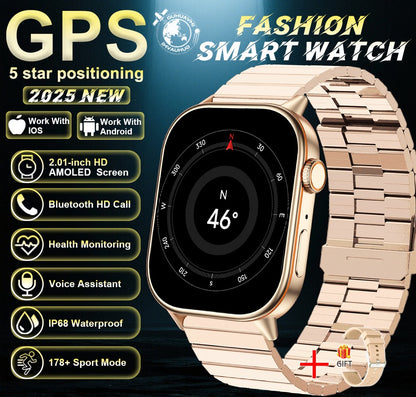 2025 Military GPS Smart Watch Men Flashlight Compass Waterproof Outdoor Sports Tracker Bluetooth Call Smartwatch For Android IOS