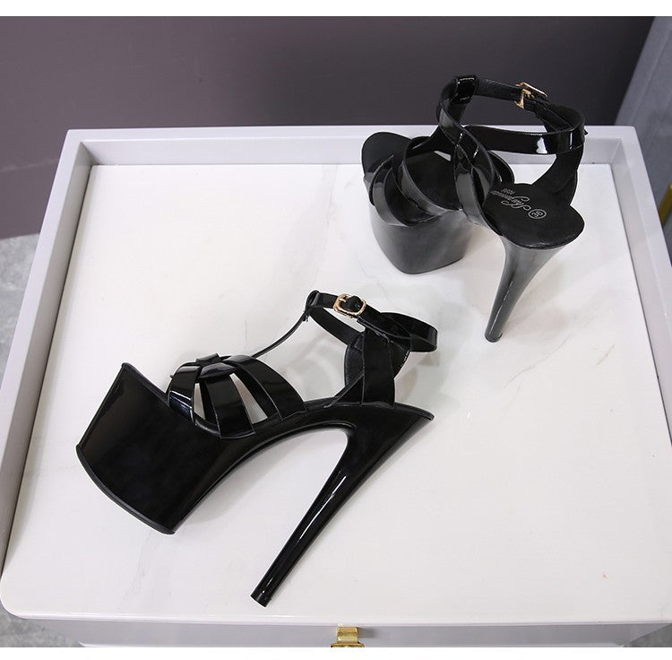 7Inches 17cm Beige Club High Heels Starry Sky Platform Party Pole Dance Women Sandals High-heeled Sandals Gothic Fetish Pumps