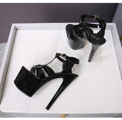 7Inches 17cm Beige Club High Heels Starry Sky Platform Party Pole Dance Women Sandals High-heeled Sandals Gothic Fetish Pumps