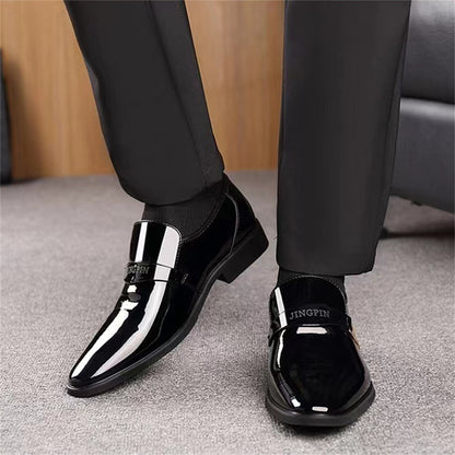 Black PU Patent Leather Shoes For Men Casual Business Shoes Formal Office Work Shoes For Male Party Wedding