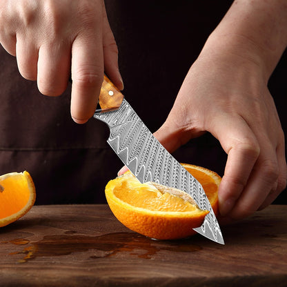 Conjunto de Facas de Chef XITUO Artesanais de Aço Damasco 1-5 peças, Facas de Cozinha Full Tang Extremamente Afiadas Santoku e Faca para Legumes, Cabo Ergonômico