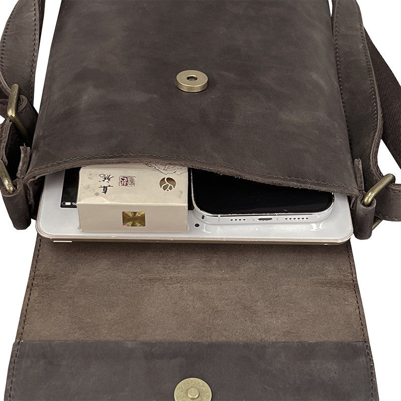 New Men's Cow Leather Crossbody Bag Man Shoulder Bag Casual Male Small Simple Bag For Men