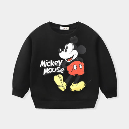 Disney Mickey Children' Tracksuit Cartoon Fashion Loose Baby Girl Boy Long Sleeve Crewneck Hoodies + Pants Two Piece Set Clothes