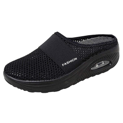 Slip-On Women'S Walking Sandals,Breathable Mesh Casual Shoes Breathable With Arch Support Knit Shoes Thickened Soft Sole