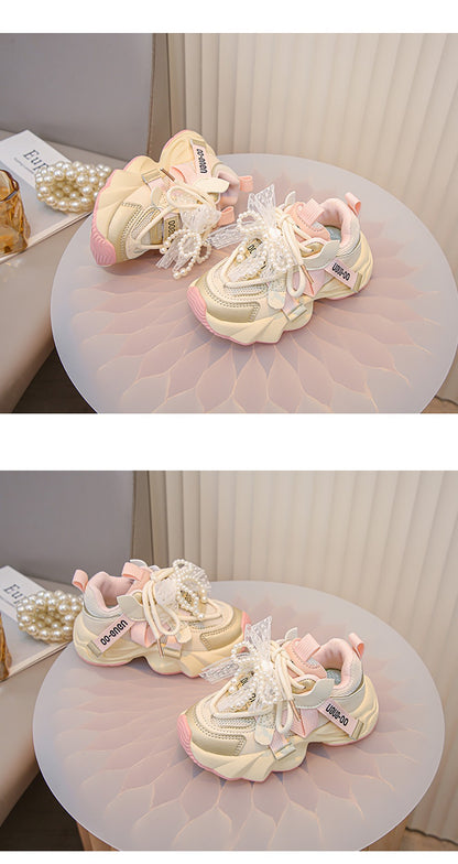 Autumn Sneakers For Kids Korean Style Trend Fashion Girl's Sneakers Soft-soled Breathable Teenager Children Sport Shoes